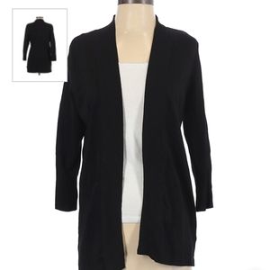 Laura Ashley Black Open Front 3/4 Sleeve Cardigan